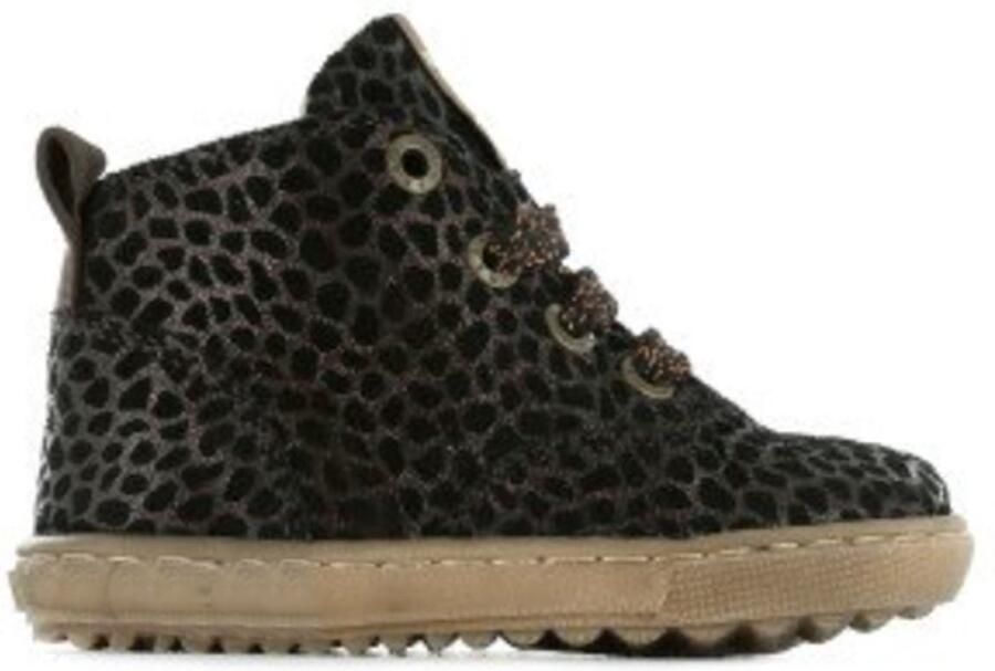 Shoesme EF21W035-A leren veterboots met panterprint brons zwart - Foto 4