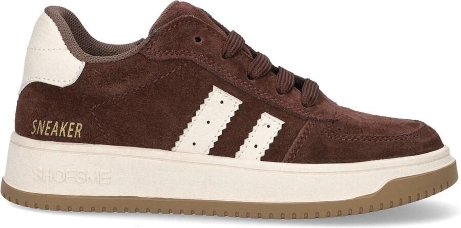 Shoesme Bruine Sneaker Met Ritssluiting Sneakers Kinderen Unisex Dark Brown Suède