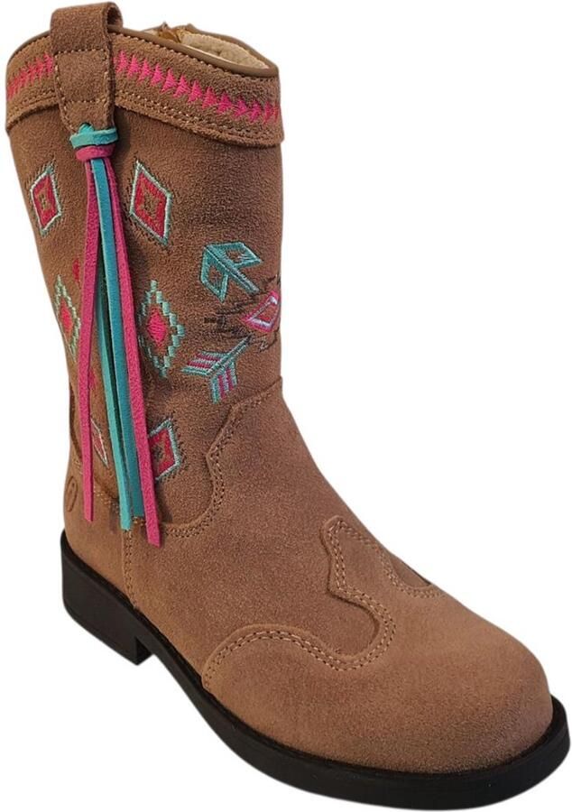 Shoesme Cowboylaarzen Meisjes Cognac Blue Pink Leer