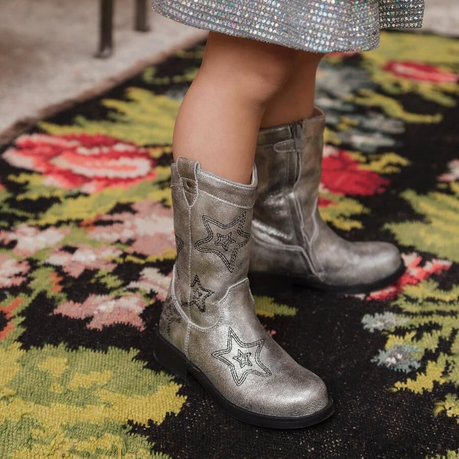 Shoesme Cowboylaarzen Meisjes Old Silver Black Leer