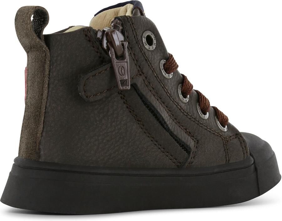 Shoesme Donkerbruine Veterboot Met Patch Veterschoen Kind Jongens Dark Brown Microleer