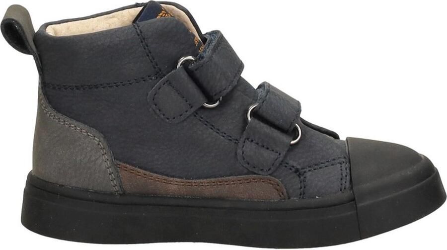 Shoesme Blauwe Bootie Met Cognac Patch Sneakers Kinderen Jongens Dark Blue Microfiber nubuck