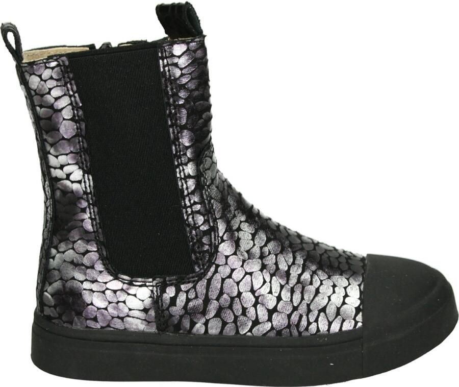 Shoesme Zwart-Zilveren Chelseaboot Laarzen Kinderen Meisjes Old Silver Black Microfiber leer - Foto 5
