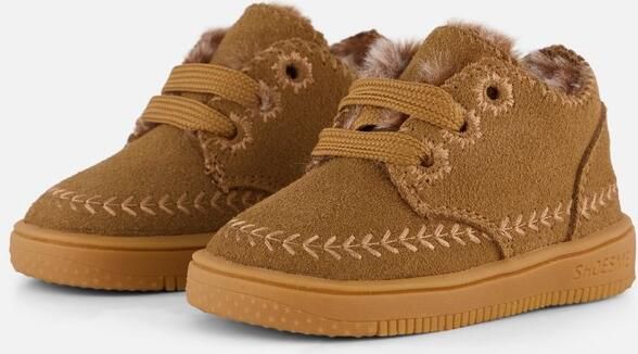 Shoesme Leren Lopen Sneakers cognac Suède Kinderschoenen