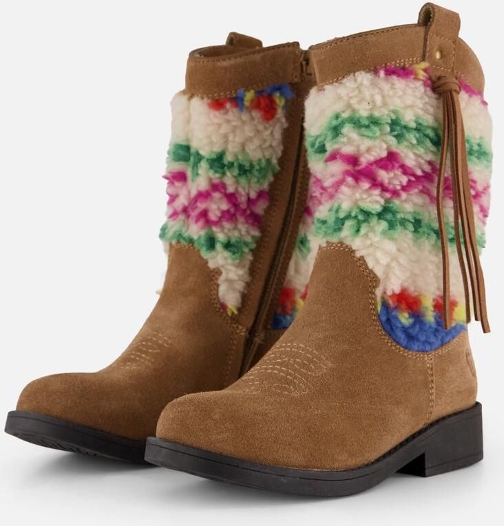 Shoesme western suède laarzen met franjes cognac beige roze - Foto 9