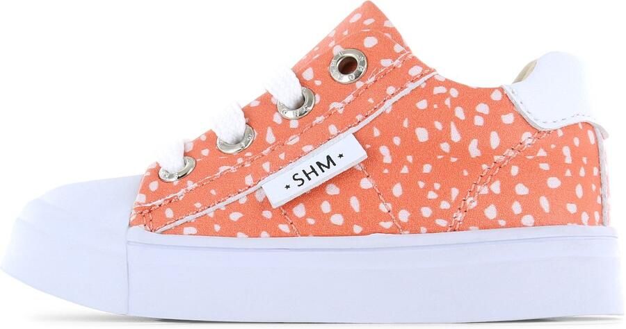 Shoesme Peach Sneaker Met Ritssluiting Sneakers Kinderen Meisjes Peach Dots Microfiber leer
