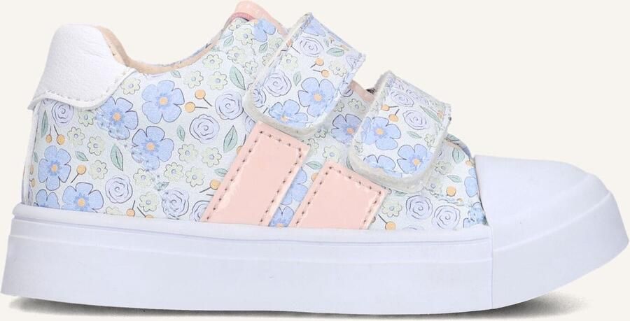 Shoesme gebloemde leren sneakers blauw roze - Foto 2