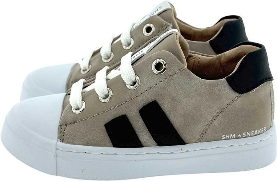 Shoesme taupe sneaker met zwarte stripings