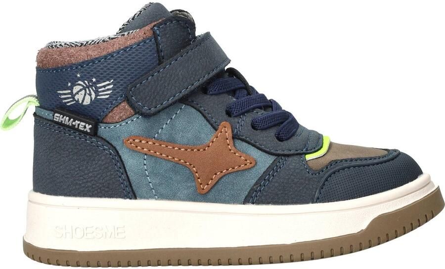 Shoesme leren sneakers donkerblauw groen Jongens Suède Meerkleurig
