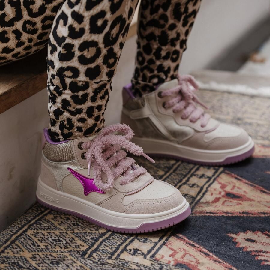 Shoesme Sneakers Meisjes Beige Lilac Sportvoering