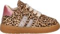 Shoesme leren sneakers met ponyhair en panterprint beige zwart - Beige