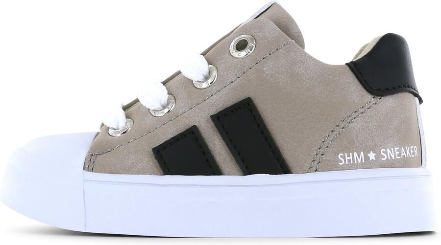 Shoesme taupe sneaker met zwarte stripings - Foto 2