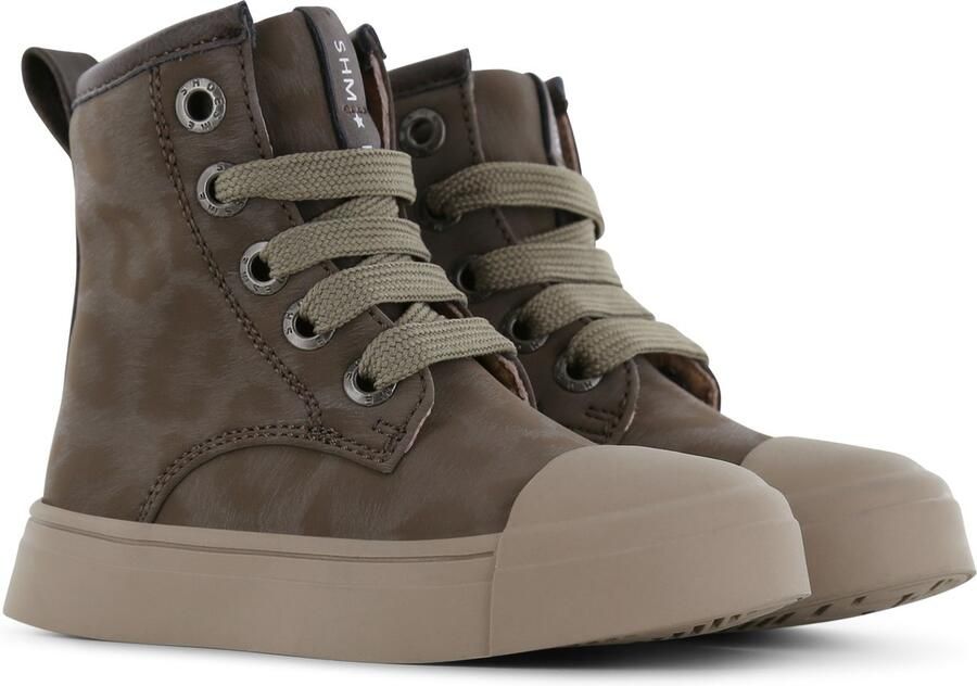 Shoesme taupe veterboot met panterprint