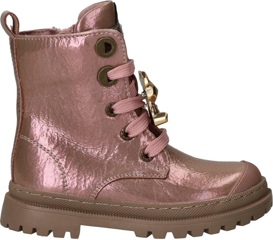 Shoesme suède enkelboots met profielzool roze metallic - Foto 8