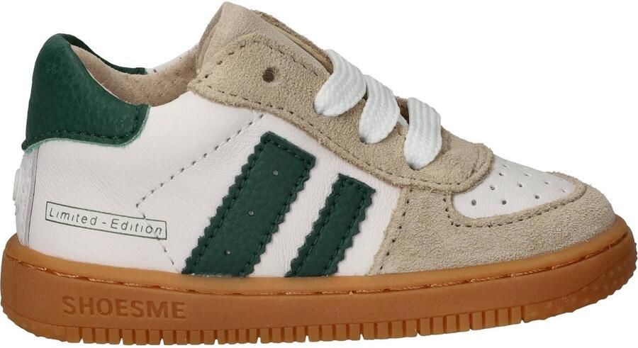 Shoesme Wit-Groen Sneakertje Sneakers Kinderen Jongens Beige Green Suède