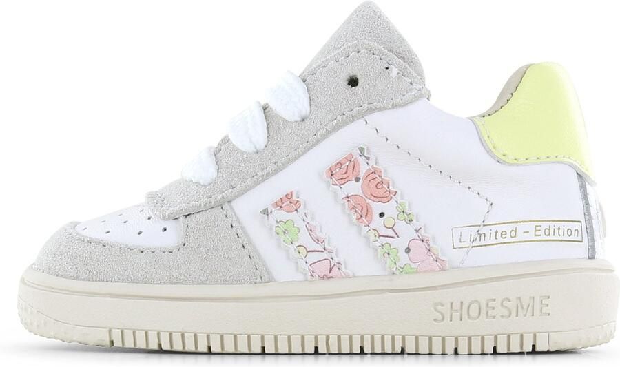 Shoesme Wit Sneakertje Met Print Sneakers Kinderen Meisjes White Flower Suède