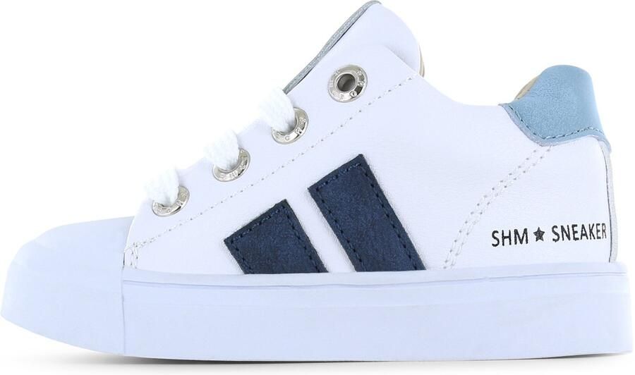 Shoesme witte sneaker met blauwe stripings