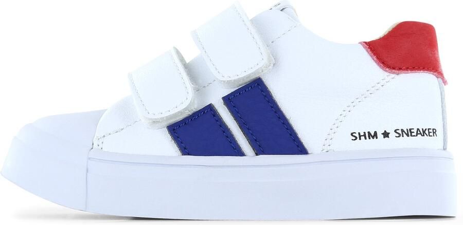 Shoesme Witte Sneaker Met Blauwe Stripings Sneakers Kinderen Jongens White Blue Red Microfiber leer - Foto 2