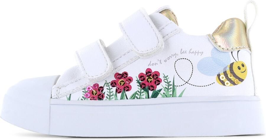 Shoesme Klittenbandschoenen Meisjes white gold Leer - Foto 3