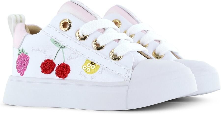 Shoesme Witte Sneaker Met Kersjes Veterschoen Kind Meisjes White Fruits Microleer - Foto 8
