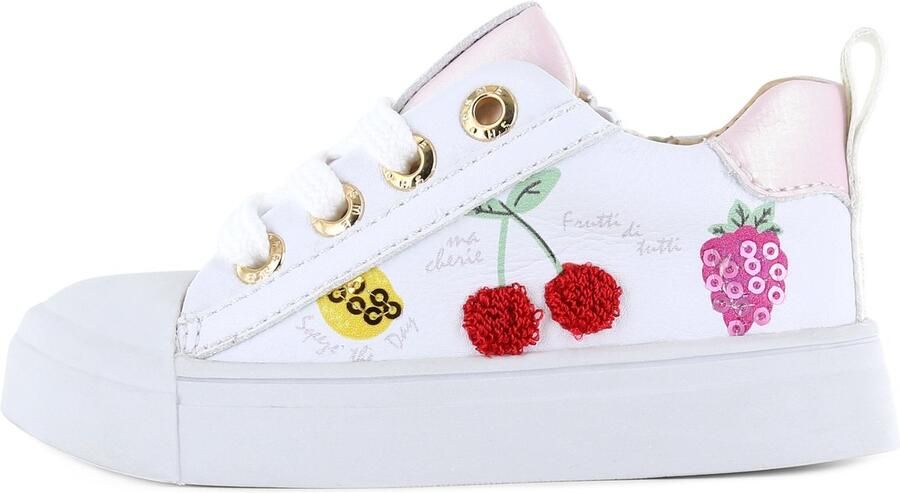 Shoesme Witte Sneaker Met Kersjes Veterschoen Kind Meisjes White Fruits Microleer - Foto 6