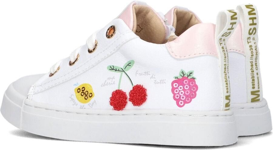 Shoesme Witte Sneaker Met Kersjes Veterschoen Kind Meisjes White Fruits Microleer - Foto 5