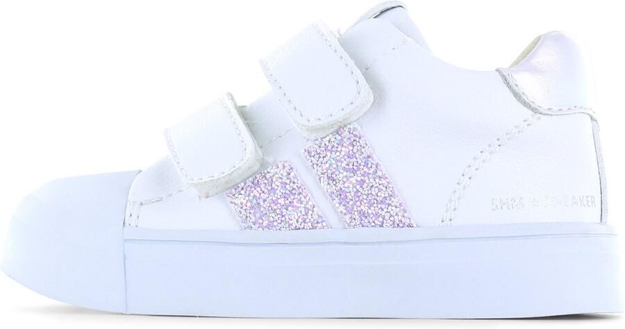 Shoesme witte sneaker met lila stripings