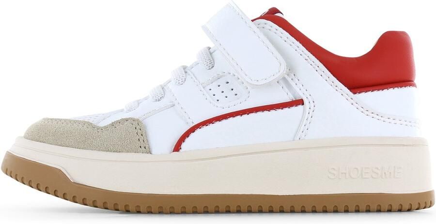 Shoesme witte sneaker met rode details