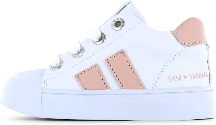 Shoesme witte sneaker met roze stripings