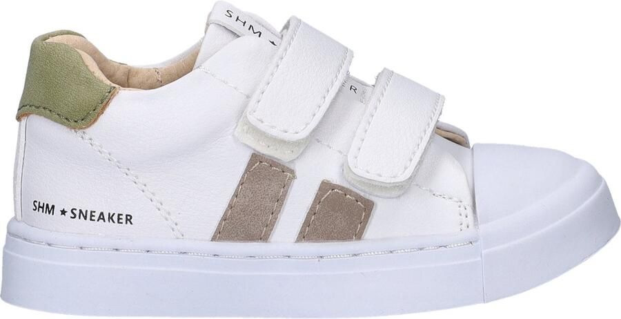 Shoesme Witte Sneaker Met Taupe Stripings Sneakers Kinderen White Taupe Microfiber leer - Foto 3