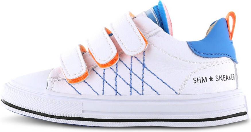 Shoesme Sneakers Jongens White Blue Orange Leer