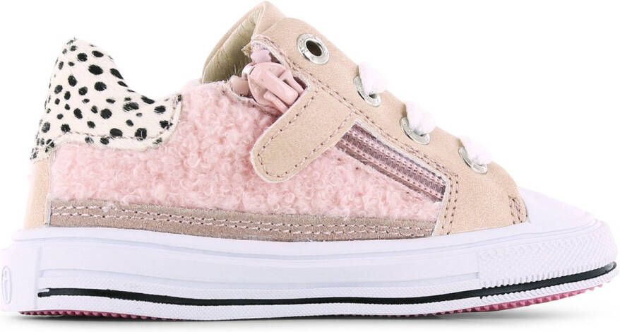 Shoesme Sneakers Meisjes Beige Pink Teddy Leer