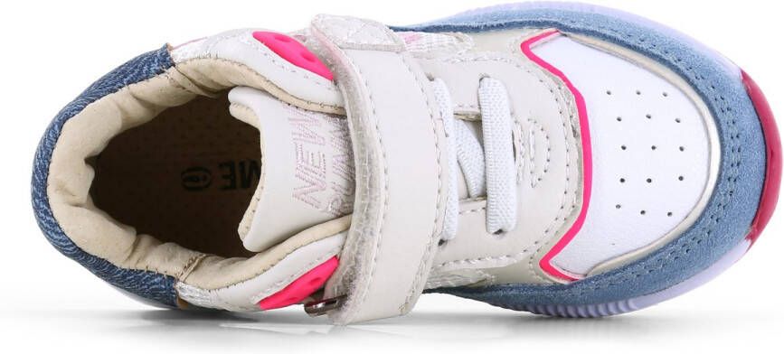 Shoesme Sneakers Meisjes Jeans Blue Fuchsia Leer