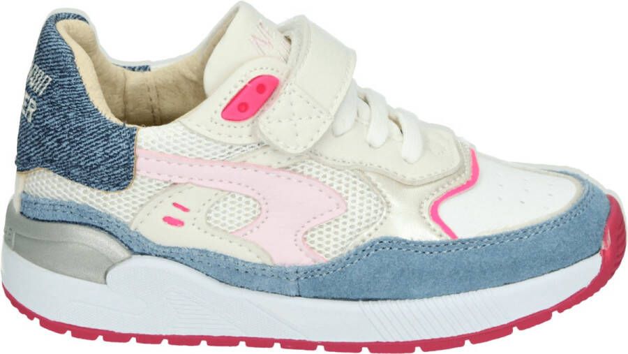 Shoesme Sneakers Meisjes Jeans Blue Fuchsia Leer