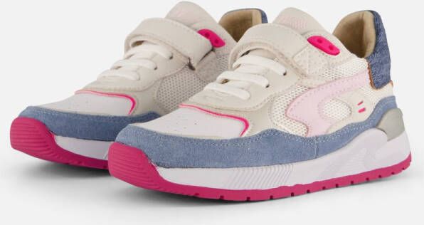 Shoesme Sneakers Meisjes Jeans Blue Fuchsia Leer