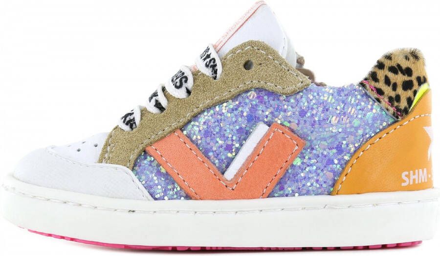 Shoesme Sneakers | Meisjes | Lilac Glitter Orange | Leer