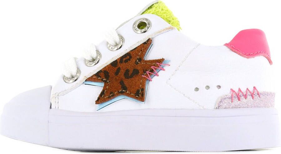 Shoesme SH21S021-A leren sneakers met glitters wit goud Meisjes Leer Panterprint 26 - Foto 3