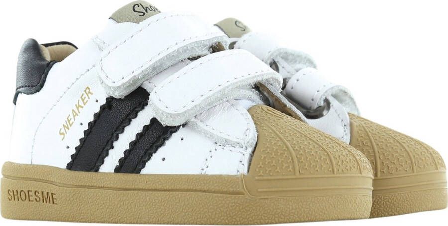 Shoesme leren sneakers wit zwart Meisjes Leer Meerkleurig 20