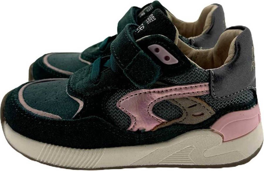 Shoesme leren sneakers donkergroen roze - Foto 4