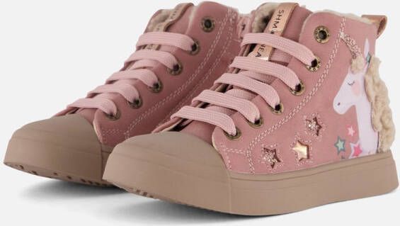 Shoesme Unicorn Veterboots roze Leer Kinderschoenen