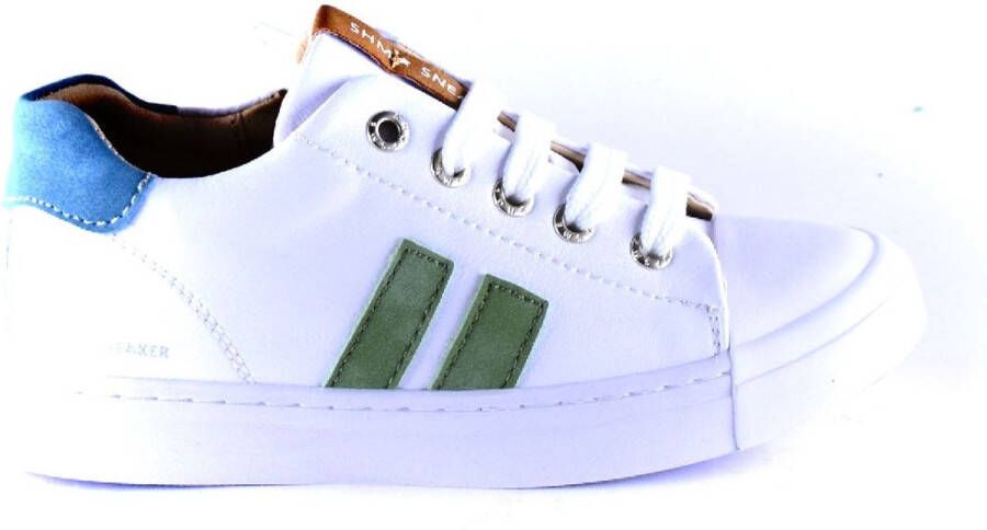 Shoesme Veterschoenen Meisjes jongens white green Leer