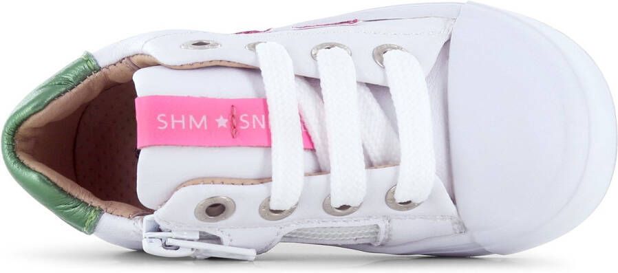 Shoesme Veterschoenen Meisjes White Fuchsia Green Leer