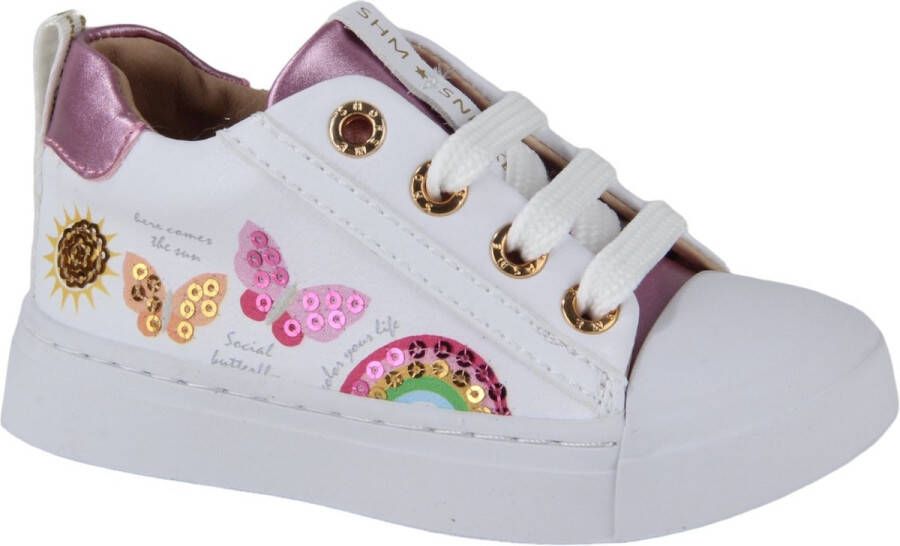 Shoesme Veterschoenen Meisjes white Pink Leer - Foto 2