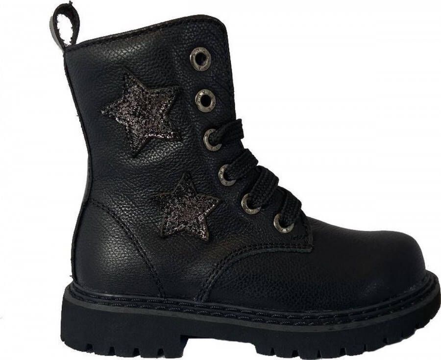 ShoesMe Zwarte Veterboots Sterren Schoenen