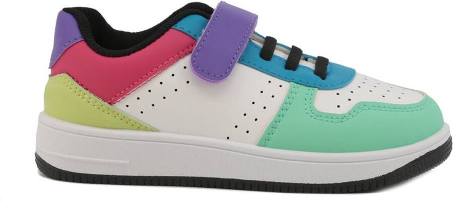 Shone Girls Multicolor Sneaker Hook and Loop Closure Kids White