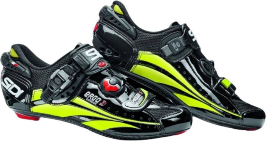 Sidi Ergo 3 Carbon Vernice racefietsschoen zwart fluo geel