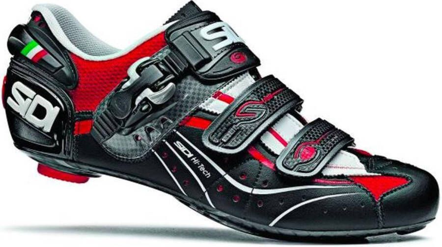 Sidi Geni Fietsschoenen Carbon Rood Zwart Wit