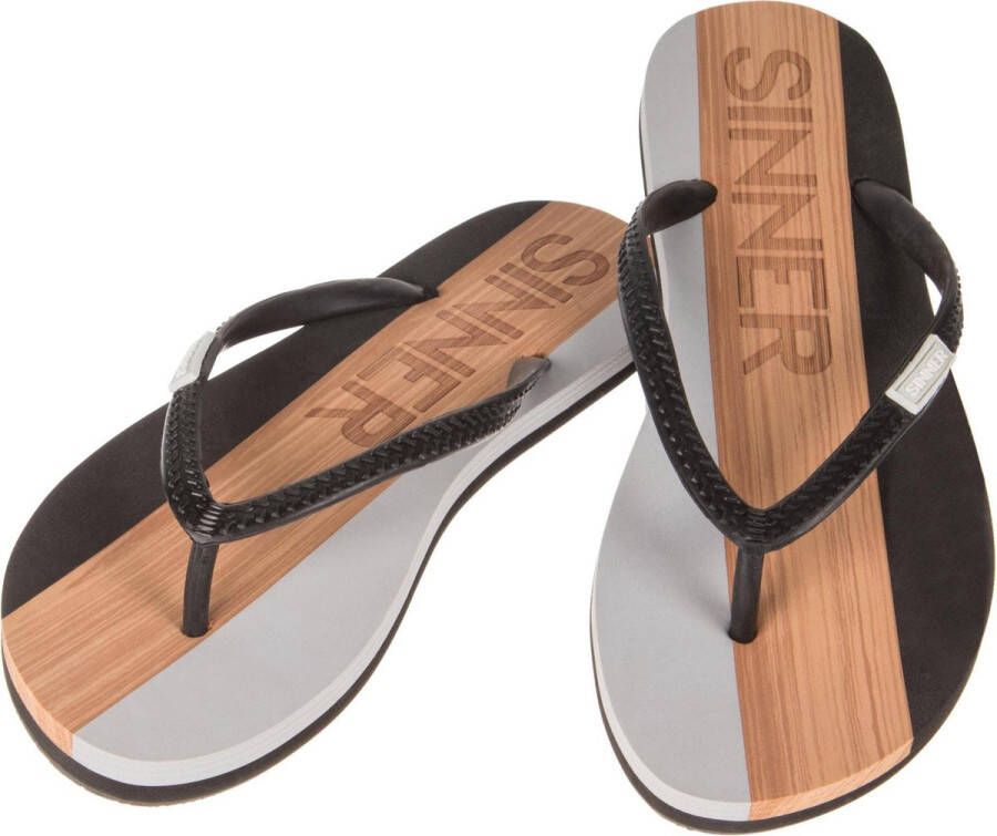 SINNER Capitola Unisex Slippers Zwart Licht Bruin