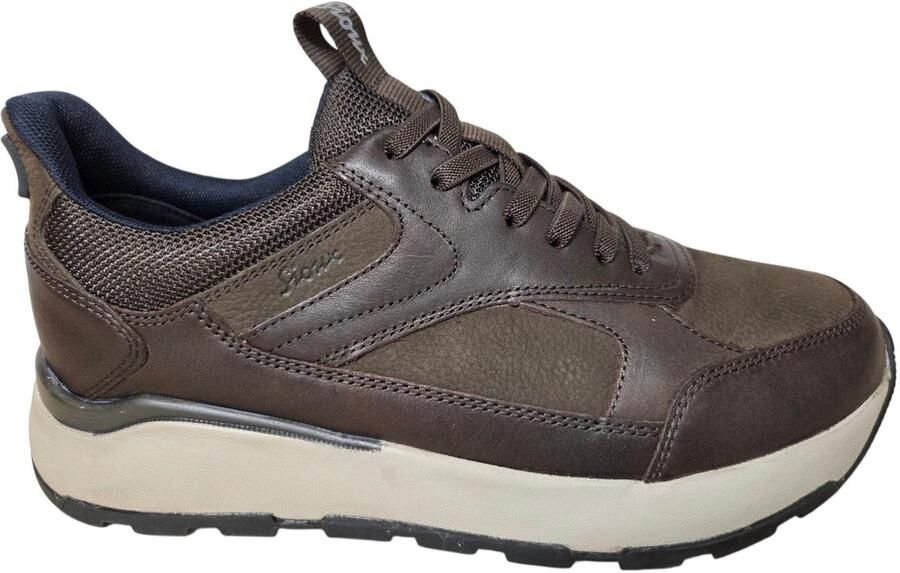 Sioux 13042 701 H Sneakers Bruin Leer en Heren Slip-In Breedtemaat H Bruin