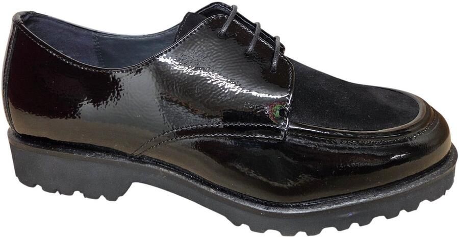 Sioux 41511 749 H Veterschoenen Zwart Lak en Suede Dames Zwart